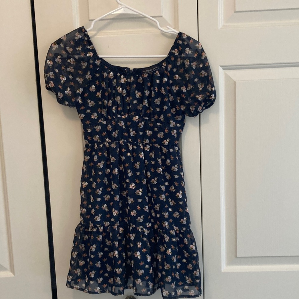 Trixxi Navy Floral Dress Girls 10